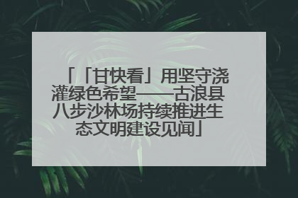 「甘快看」用坚守浇灌绿色希望——古浪县八步沙林场持续推进生态文明建设见闻