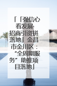 「强信心 看发展·招商引资拼落地」金昌市金川区：“全周期服务”助推项目落地