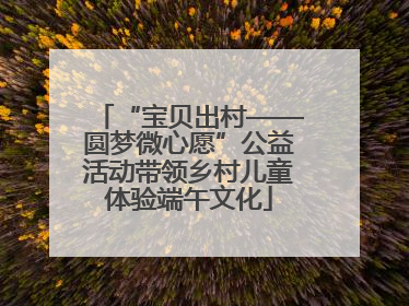 “宝贝出村——圆梦微心愿”公益活动带领乡村儿童体验端午文化