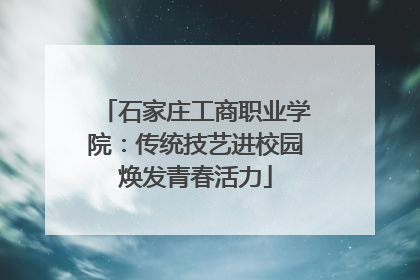 石家庄工商职业学院：传统技艺进校园焕发青春活力