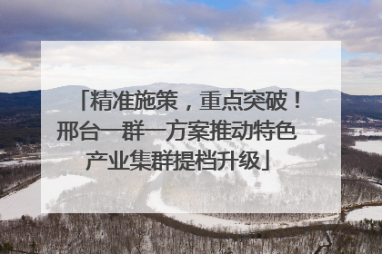 精准施策，重点突破！邢台一群一方案推动特色产业集群提档升级