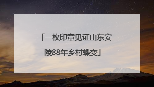 一枚印章见证山东安陵88年乡村蝶变