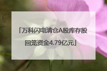 万科闪电清仓A股库存股 回笼资金4.79亿元