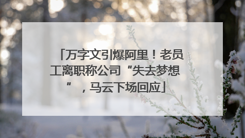 万字文引爆阿里！老员工离职称公司“失去梦想”，马云下场回应