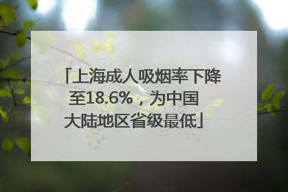上海成人吸烟率下降至18.6%，为中国大陆地区省级最低