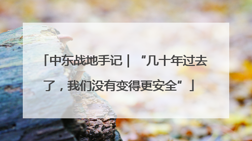 中东战地手记｜“几十年过去了，我们没有变得更安全”