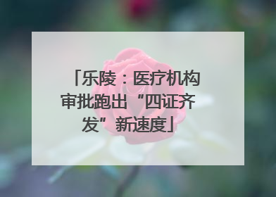 乐陵：医疗机构审批跑出“四证齐发”新速度