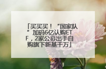 买买买！“国家队”加码6亿认购ETF，2家公募出手自购旗下新基千万