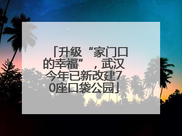 升级“家门口的幸福”，武汉今年已新改建70座口袋公园