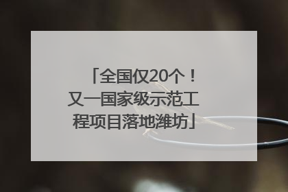 全国仅20个！又一国家级示范工程项目落地潍坊