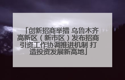 创新招商举措 乌鲁木齐高新区（新市区）发布招商引资工作协调推进机制 打造投资发展新高地
