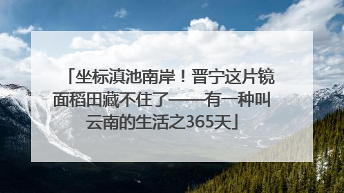 坐标滇池南岸！晋宁这片镜面稻田藏不住了——有一种叫云南的生活之365天