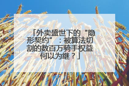 外卖盛世下的“隐形契约”：被算法切割的数百万骑手权益何以为继？