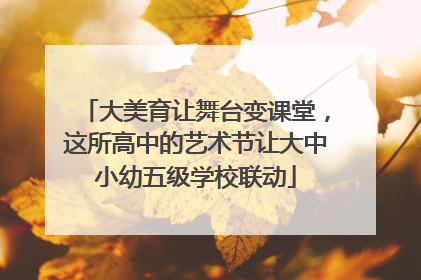 大美育让舞台变课堂，这所高中的艺术节让大中小幼五级学校联动