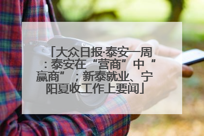 大众日报·泰安一周：泰安在“营商”中“赢商”；新泰就业、宁阳夏收工作上要闻
