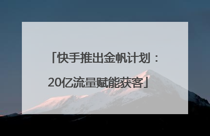 快手推出金帆计划：20亿流量赋能获客