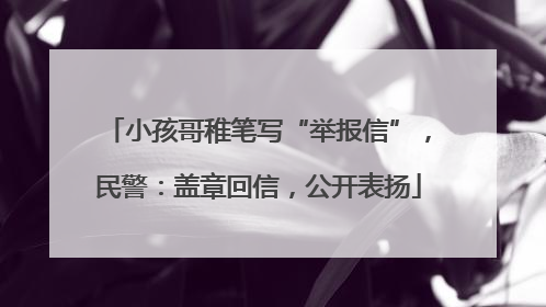小孩哥稚笔写“举报信”，民警：盖章回信，公开表扬