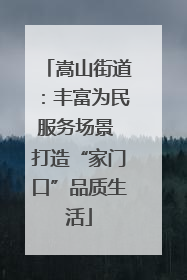 嵩山街道：丰富为民服务场景 打造“家门口”品质生活