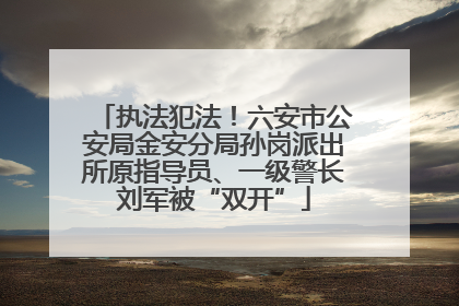 执法犯法！六安市公安局金安分局孙岗派出所原指导员、一级警长刘军被“双开”