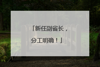 新任副省长，分工明确！