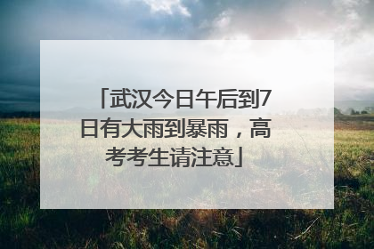 武汉今日午后到7日有大雨到暴雨，高考考生请注意