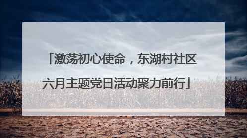 激荡初心使命，东湖村社区六月主题党日活动聚力前行