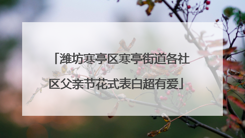 潍坊寒亭区寒亭街道各社区父亲节花式表白超有爱