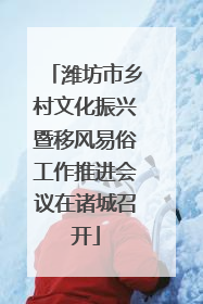 潍坊市乡村文化振兴暨移风易俗工作推进会议在诸城召开