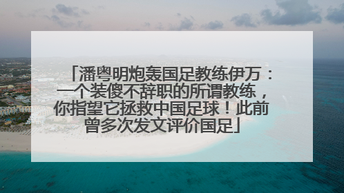 潘粤明炮轰国足教练伊万：一个装傻不辞职的所谓教练，你指望它拯救中国足球！此前曾多次发文评价国足