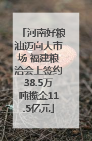 河南好粮油迈向大市场 福建粮洽会上签约38.5万吨揽金11.5亿元