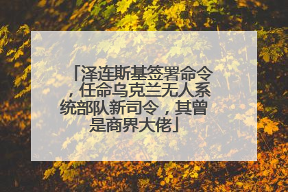 泽连斯基签署命令，任命乌克兰无人系统部队新司令，其曾是商界大佬