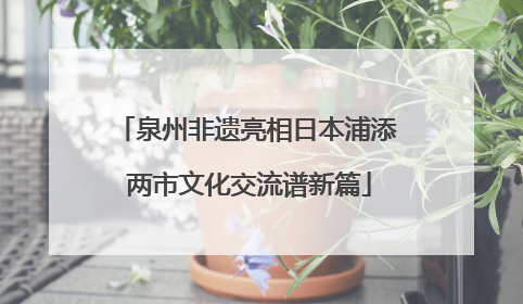 泉州非遗亮相日本浦添 两市文化交流谱新篇