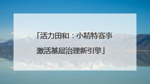 活力田和：小精特赛事激活基层治理新引擎
