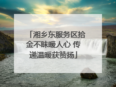 湘乡东服务区拾金不昧暖人心 传递温暖获赞扬