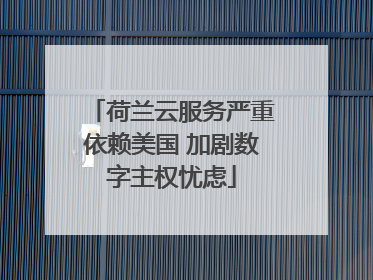 荷兰云服务严重依赖美国 加剧数字主权忧虑