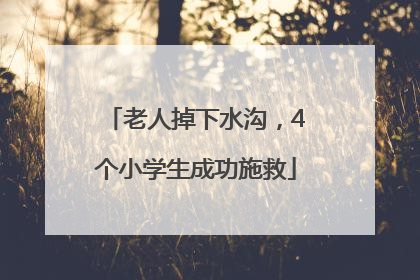 老人掉下水沟，4个小学生成功施救