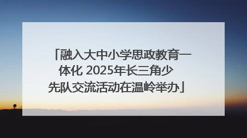 融入大中小学思政教育一体化 2025年长三角少先队交流活动在温岭举办