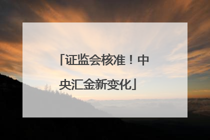 证监会核准！中央汇金新变化