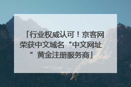 行业权威认可！京客网荣获中文域名“中文网址”黄金注册服务商