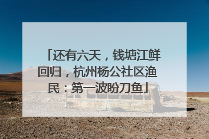 还有六天，钱塘江鲜回归，杭州杨公社区渔民：第一波盼刀鱼