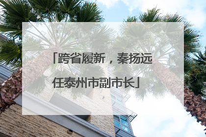 跨省履新，秦扬远任泰州市副市长