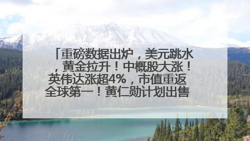 重磅数据出炉，美元跳水，黄金拉升！中概股大涨！英伟达涨超4%，市值重返全球第一！黄仁勋计划出售至多600万股股票