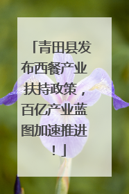 青田县发布西餐产业扶持政策，百亿产业蓝图加速推进！
