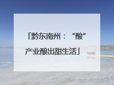 黔东南州：“酸”产业酿出甜生活